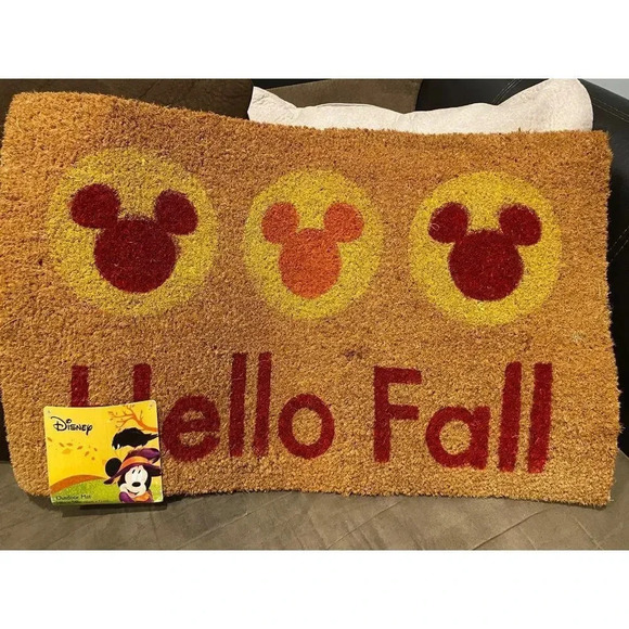 MICKEY MOUSE HELLO FALL AUTUMN MAT - SIZE 18X28 - BRAND NEW WITH TAGS - Picture 2 of 3